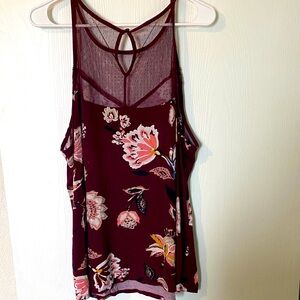 Maurices Burgundy Floral Tank Top